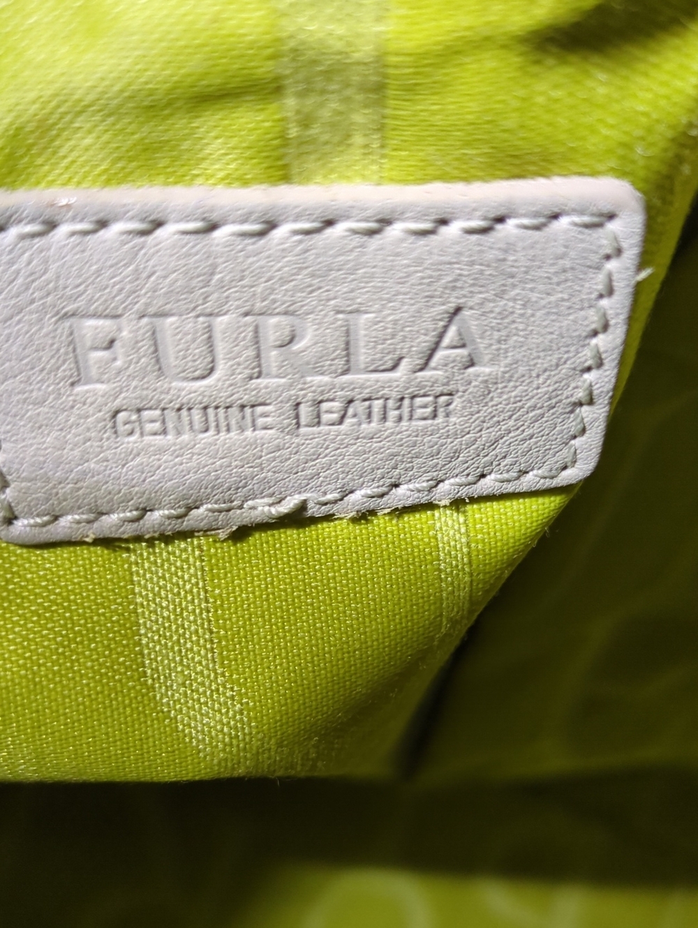 Furla White & Green Leopard Print Satchel - Picture 10 of 16